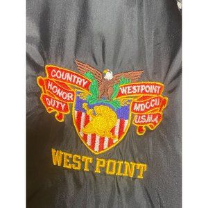 Vtg West Point U.S.M.A Military Lined Black Windbreaker Men's Size Large